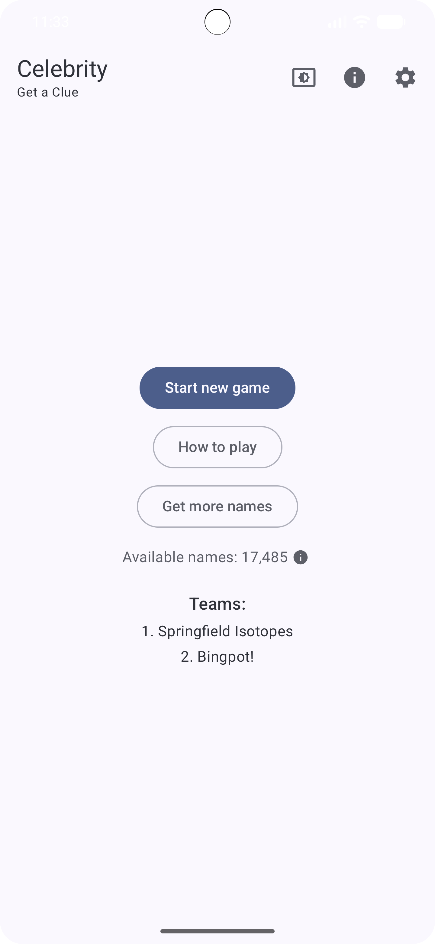 Home screen